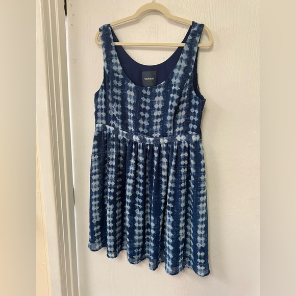 Womens ModCloth Sz XL Freeing Dress A Line Blue Geometric - Picture 2 of 5